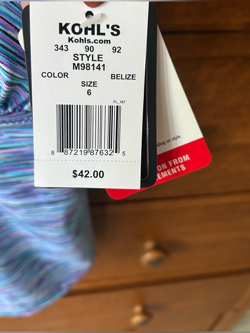 NWT-ZeroXposur Women’s Multicolor Striped Tankini Top-Size 6 - Picture 4 of 9
